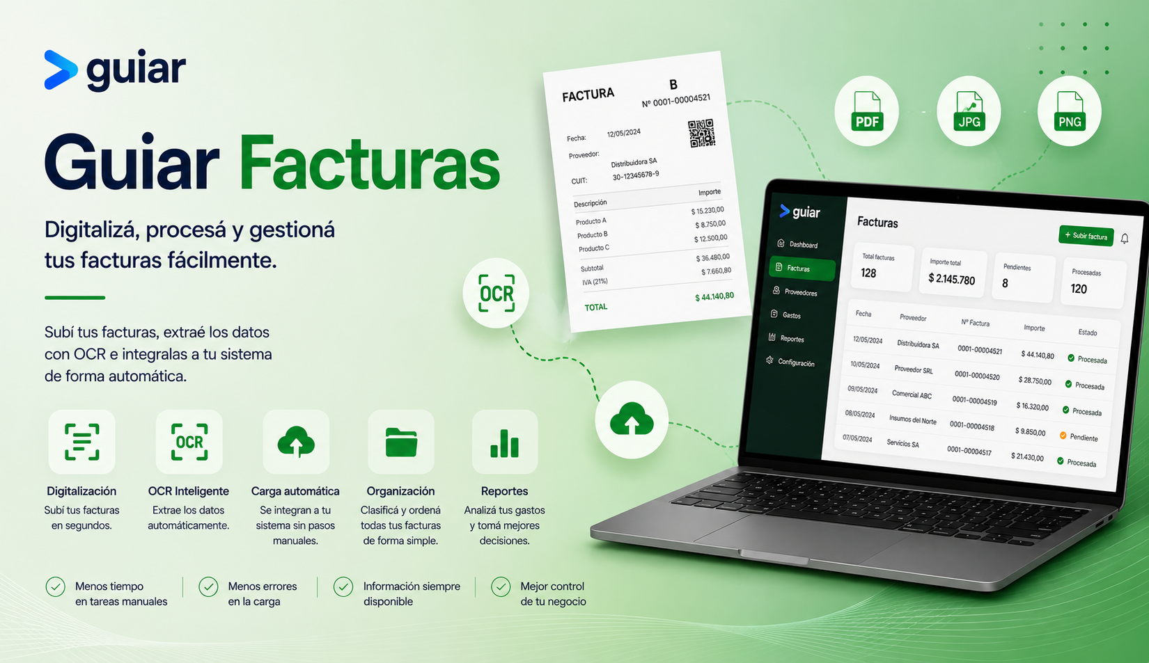 Guiar Facturas, digitalización, OCR y carga automática.