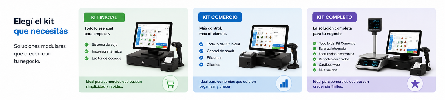Kit Inicial, Kit Comercio y Kit Completo de GUIAR POS